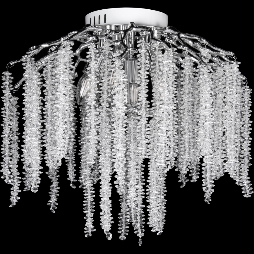 Tvirtinamas sietynas 6xE14/60W/230V + 3xLED/3W diametras 54 cm blizgus chromas