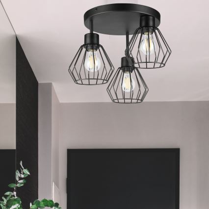 Tvirtinamas sietynas AUDREY 3xE27/60W/230V juoda