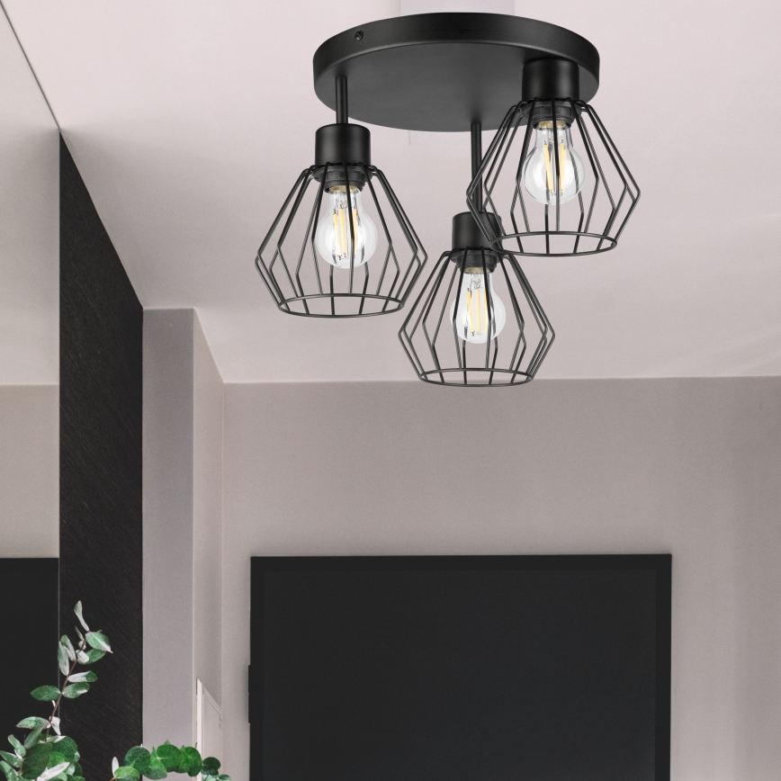 Tvirtinamas sietynas AUDREY 3xE27/60W/230V juoda