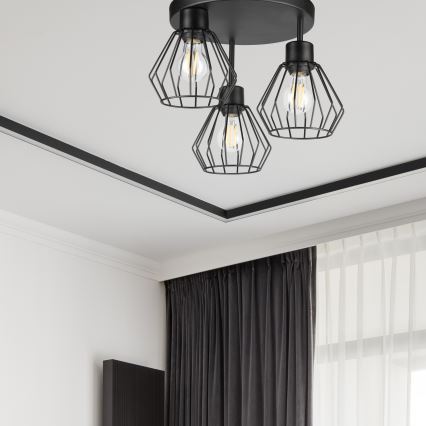 Tvirtinamas sietynas AUDREY 3xE27/60W/230V juoda