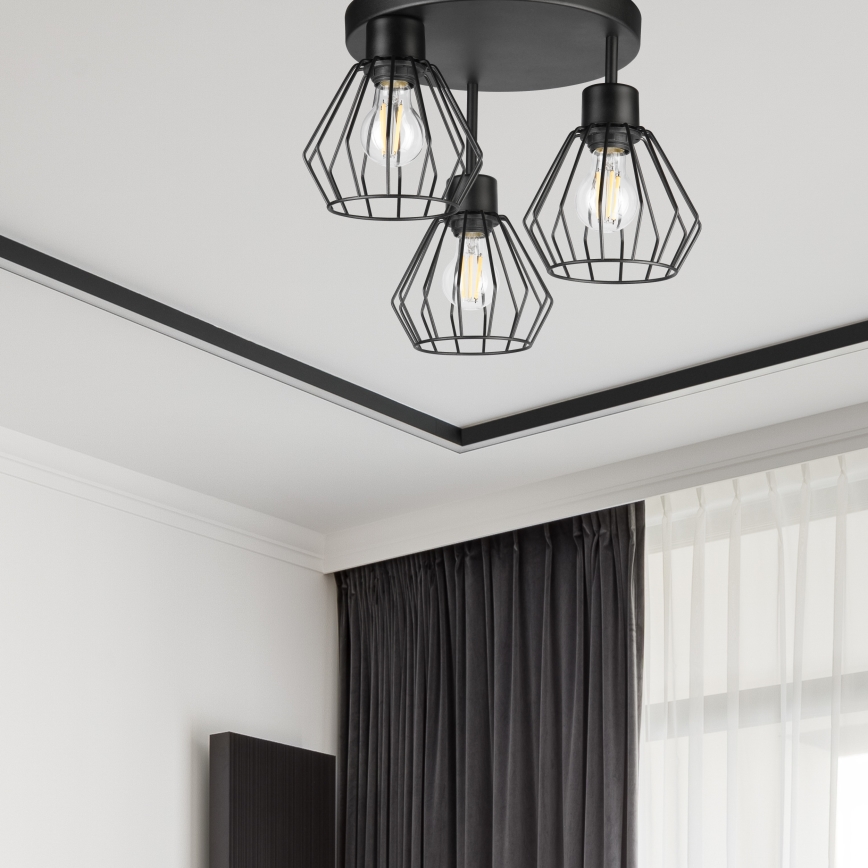 Tvirtinamas sietynas AUDREY 3xE27/60W/230V juoda