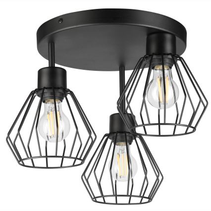 Tvirtinamas sietynas AUDREY 3xE27/60W/230V juoda