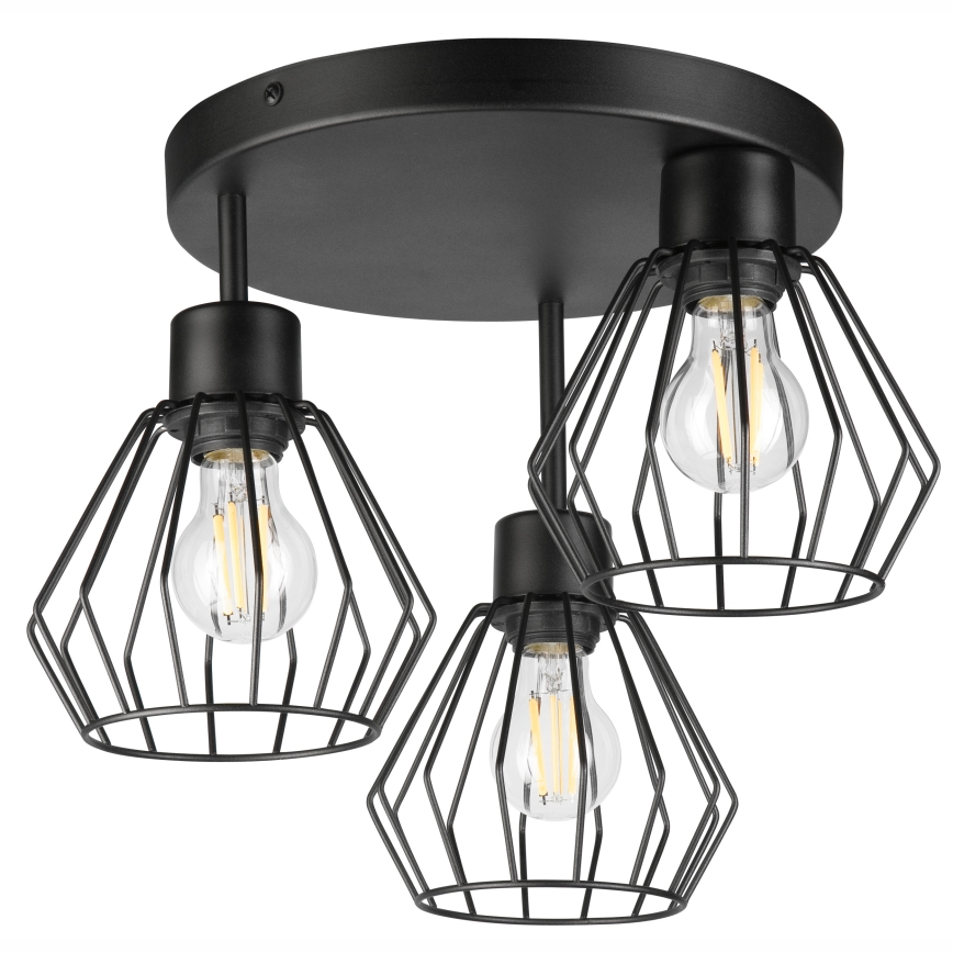 Tvirtinamas sietynas AUDREY 3xE27/60W/230V juoda