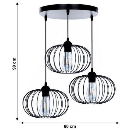 Tvirtinamas sietynas BOCCA 3xE27/60W/230V