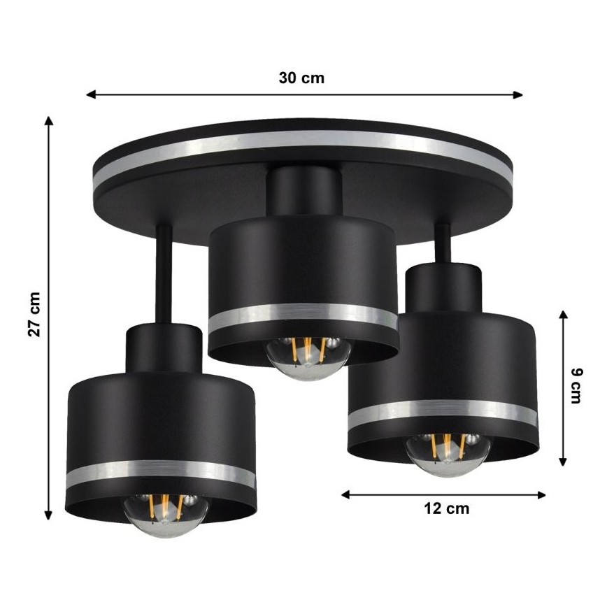 Tvirtinamas sietynas BODO SILVER 3xE27/60W/230V