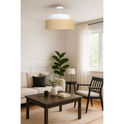 Tvirtinamas sietynas BOHO 1xE27/60W/230V balta/smėlio spalva
