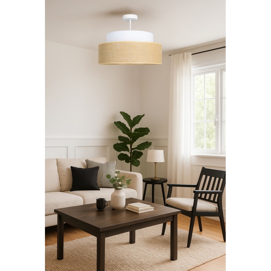 Tvirtinamas sietynas BOHO 1xE27/60W/230V balta/smėlio spalva