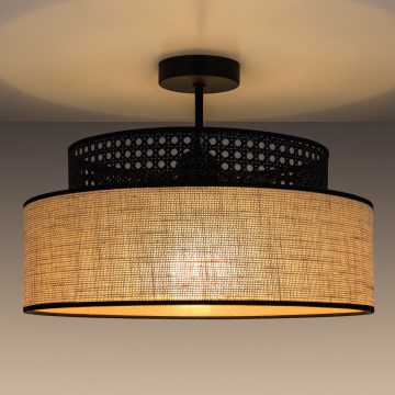 Tvirtinamas sietynas BOHO 1xE27/60W/230V juoda/rotangas