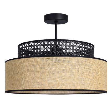 Tvirtinamas sietynas BOHO 1xE27/60W/230V juoda/rotangas