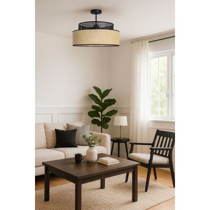 Tvirtinamas sietynas BOHO 1xE27/60W/230V juoda/rotangas