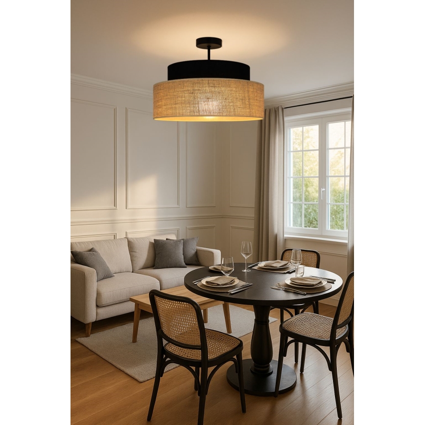 Tvirtinamas sietynas BOHO 1xE27/60W/230V juoda/smėlio spalva