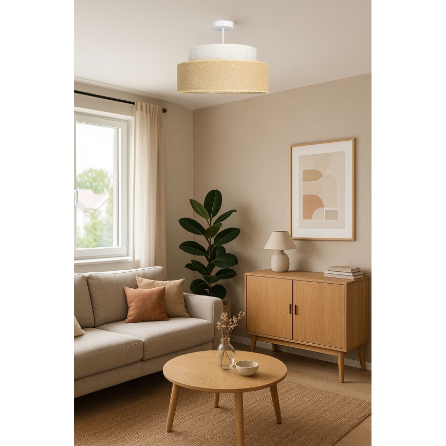 Tvirtinamas sietynas BOHO 1xE27/60W/230V kreminė/smėlio spalva