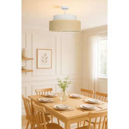 Tvirtinamas sietynas BOHO 1xE27/60W/230V kreminė/smėlio spalva