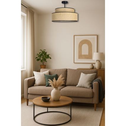 Tvirtinamas sietynas BOHO 1xE27/60W/230V smėlio spalva