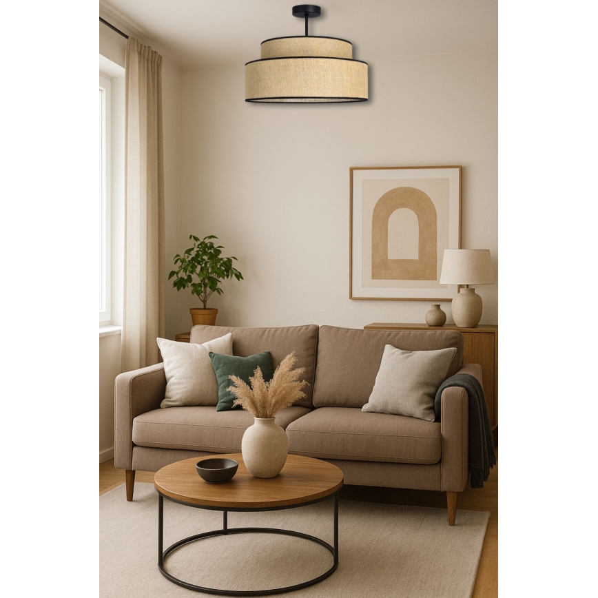 Tvirtinamas sietynas BOHO 1xE27/60W/230V smėlio spalva