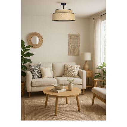Tvirtinamas sietynas BOHO 1xE27/60W/230V smėlio spalva