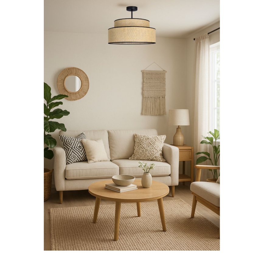 Tvirtinamas sietynas BOHO 1xE27/60W/230V smėlio spalva