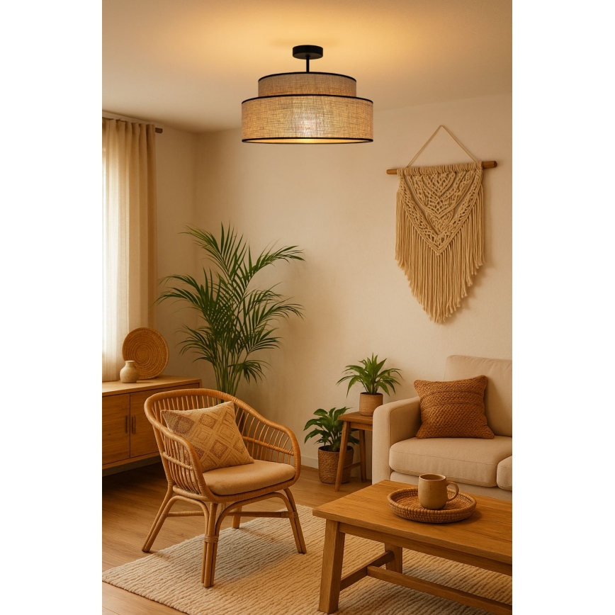 Tvirtinamas sietynas BOHO 1xE27/60W/230V smėlio spalva