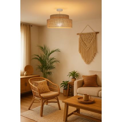 Tvirtinamas sietynas BOHO 1xE27/60W/230V smėlio spalva