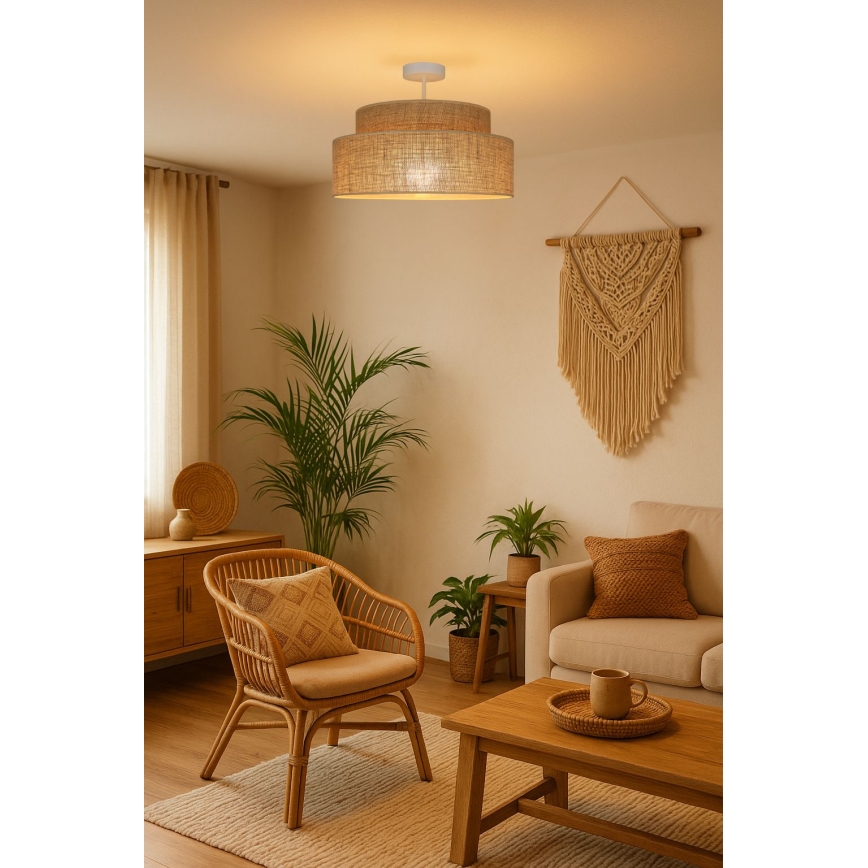 Tvirtinamas sietynas BOHO 1xE27/60W/230V smėlio spalva