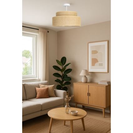 Tvirtinamas sietynas BOHO 1xE27/60W/230V smėlio spalva