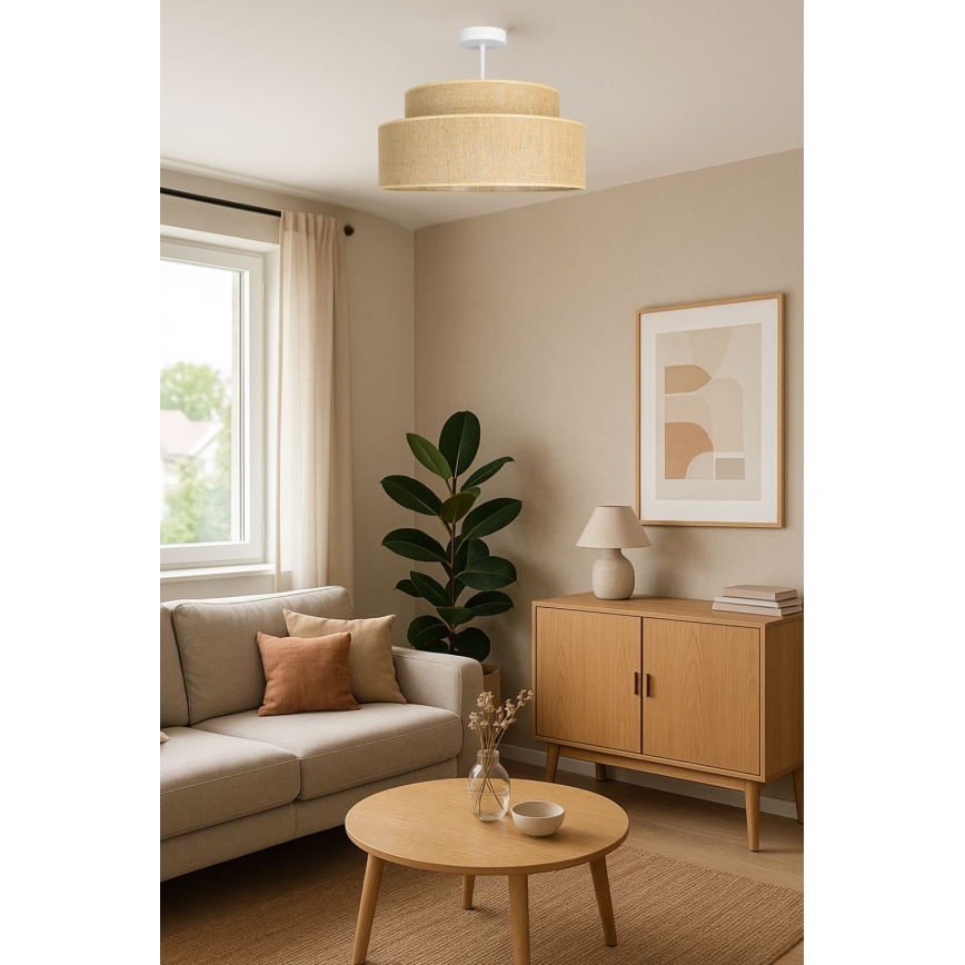 Tvirtinamas sietynas BOHO 1xE27/60W/230V smėlio spalva
