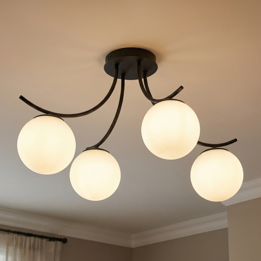 Tvirtinamas sietynas BOSTON 4xE14/10W/230V juoda