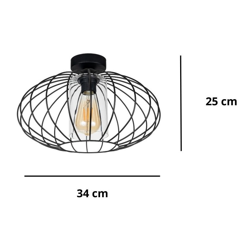 Tvirtinamas sietynas CORRINI 1xE27/60W/230V diametras 34 cm juoda/permatoma