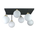 Tvirtinamas sietynas DEA 6xE14/60W/230V juoda/auksas/balta