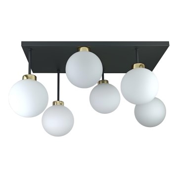 Tvirtinamas sietynas DEA 6xE14/60W/230V juoda/auksas/balta