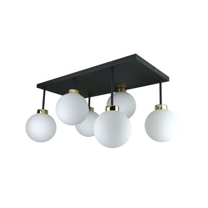 Tvirtinamas sietynas DEA 6xE14/60W/230V juoda/auksas/balta