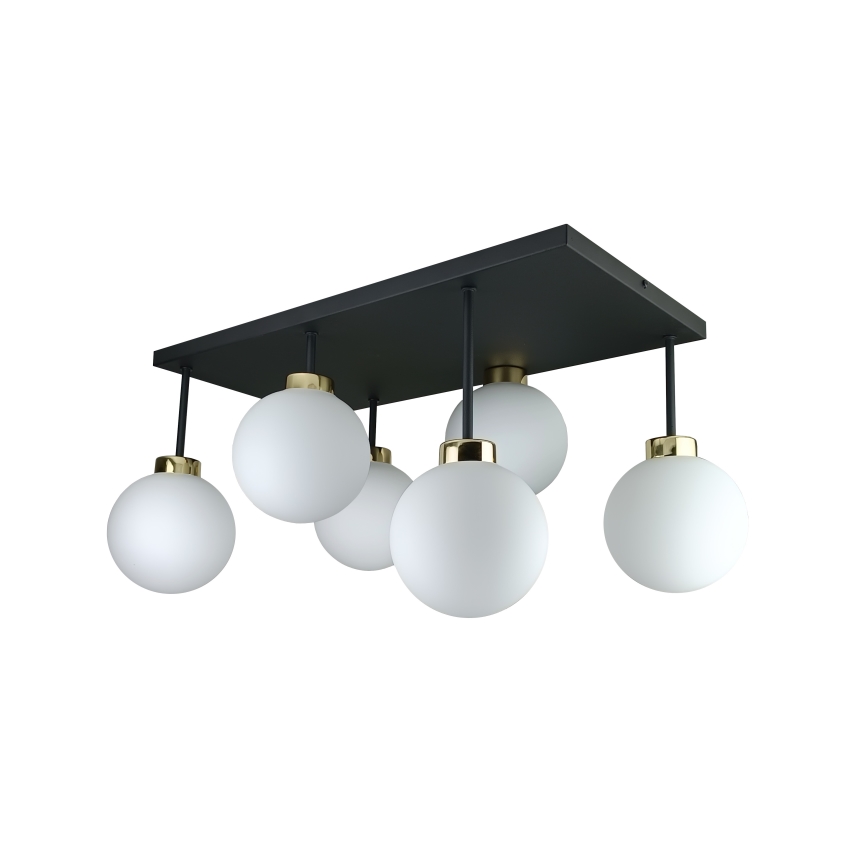 Tvirtinamas sietynas DEA 6xE14/60W/230V juoda/auksas/balta
