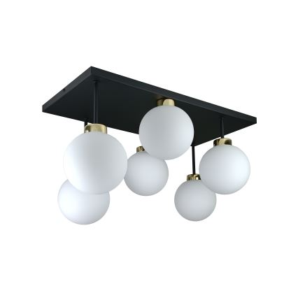 Tvirtinamas sietynas DEA 6xE14/60W/230V juoda/auksas/balta
