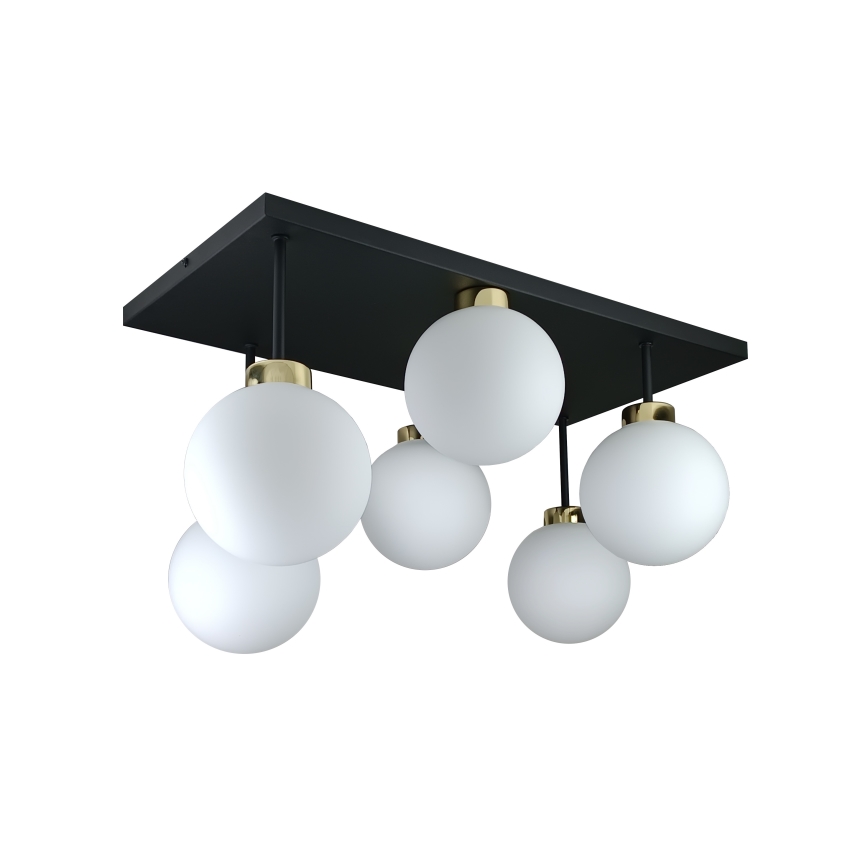 Tvirtinamas sietynas DEA 6xE14/60W/230V juoda/auksas/balta