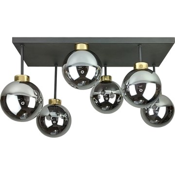 Tvirtinamas sietynas DEA 6xE14/60W/230V juoda/auksas/dūminis juoda