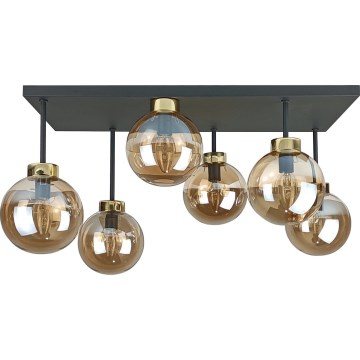 Tvirtinamas sietynas DEA 6xE14/60W/230V juoda/auksas/dūminis smėlio spalva