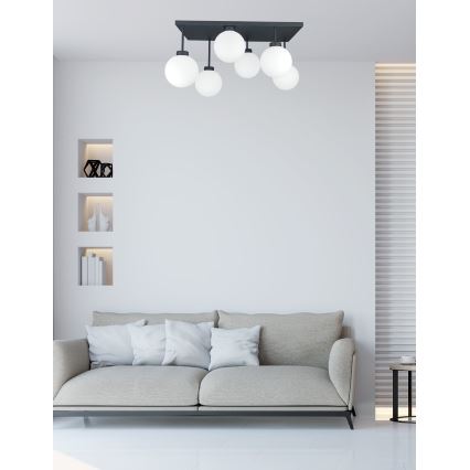Tvirtinamas sietynas DEA 6xE14/60W/230V juoda/balta