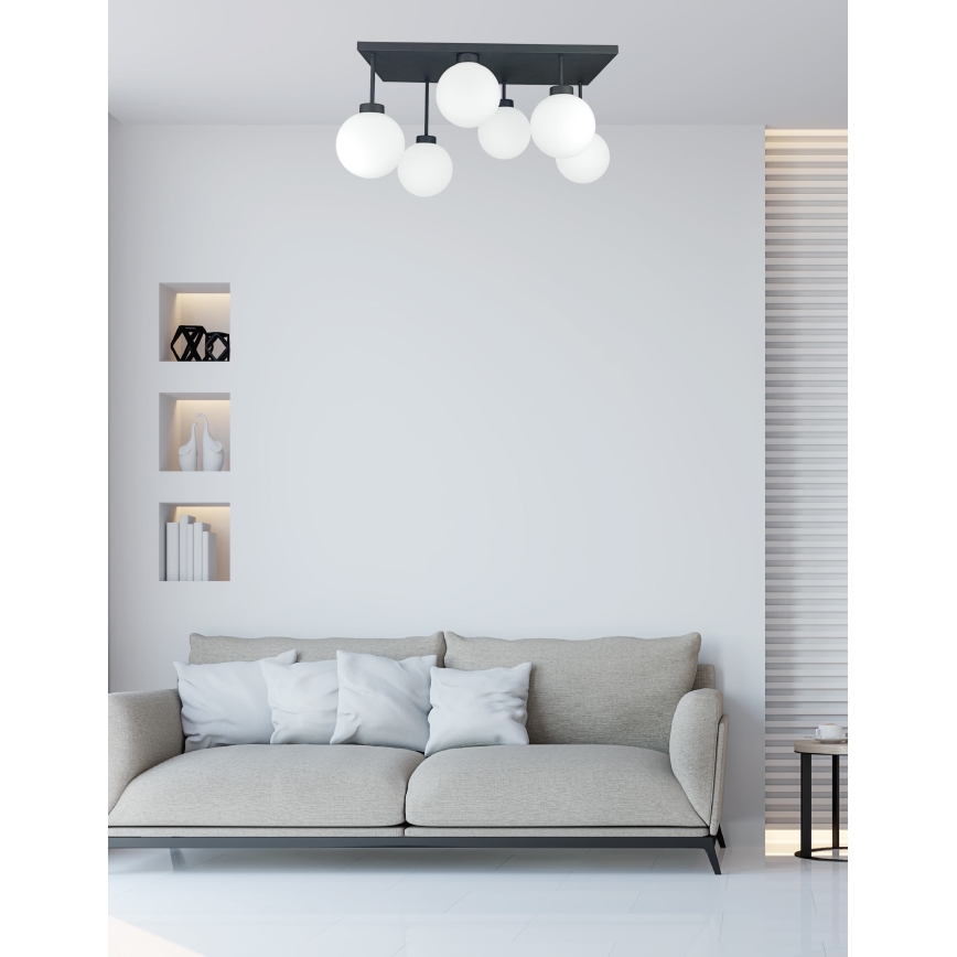 Tvirtinamas sietynas DEA 6xE14/60W/230V juoda/balta