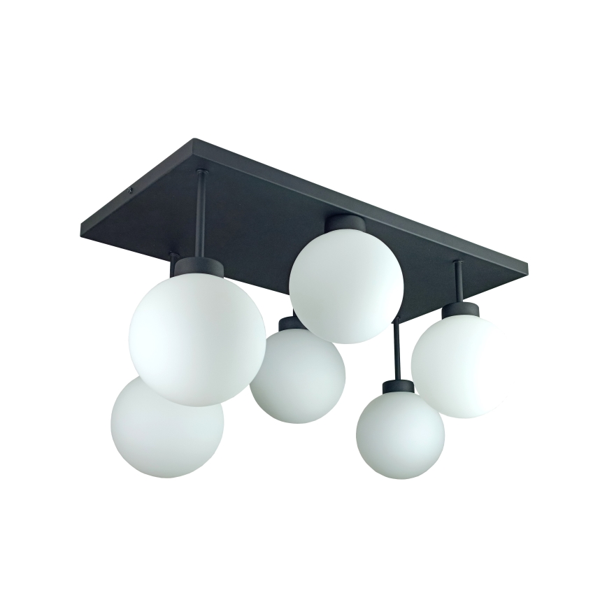 Tvirtinamas sietynas DEA 6xE14/60W/230V juoda/balta