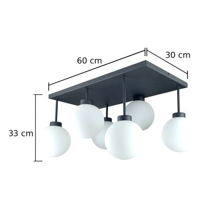 Tvirtinamas sietynas DEA 6xE14/60W/230V juoda/balta