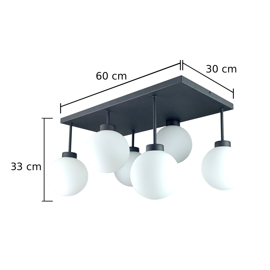 Tvirtinamas sietynas DEA 6xE14/60W/230V juoda/balta