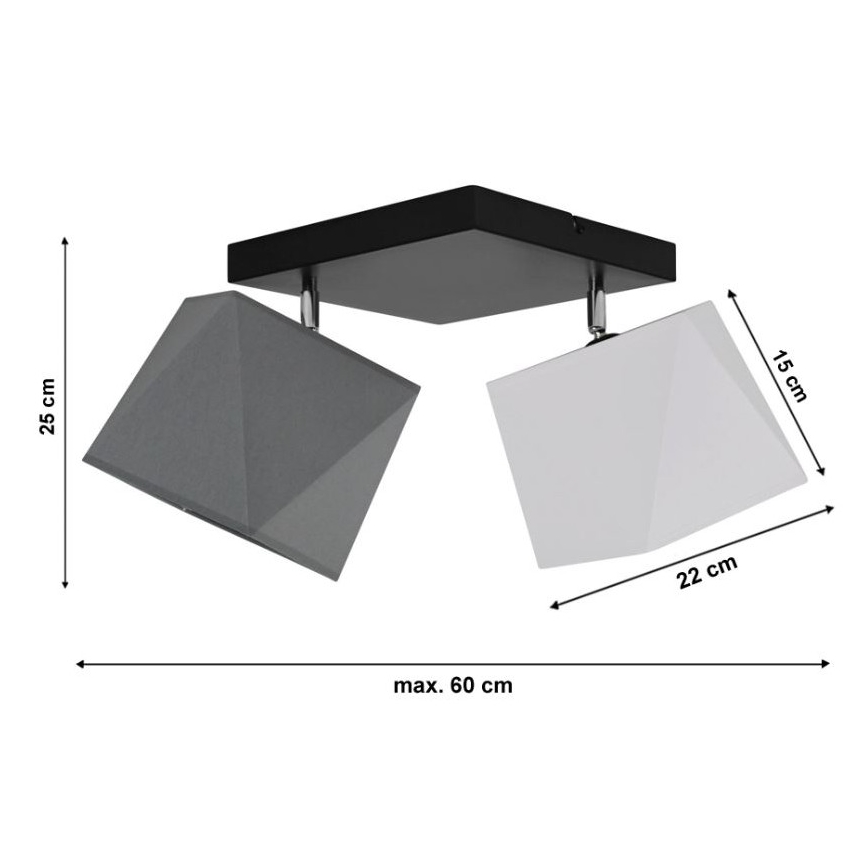 Tvirtinamas sietynas DIAMENT 2xE27/60W/230V bílošedý