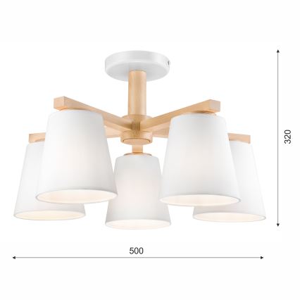 Tvirtinamas sietynas ELLIE 5xE27/60W/230V balta/bukas