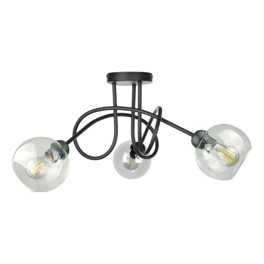 Tvirtinamas sietynas EVIE 3xE27/60W/230V juoda/permatoma