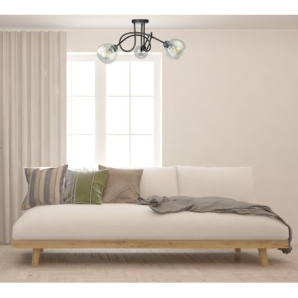 Tvirtinamas sietynas EVIE 3xE27/60W/230V juoda/permatoma