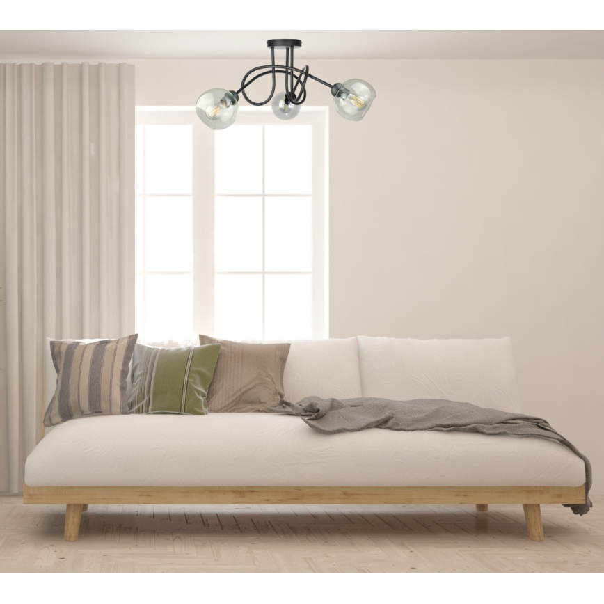 Tvirtinamas sietynas EVIE 3xE27/60W/230V juoda/permatoma