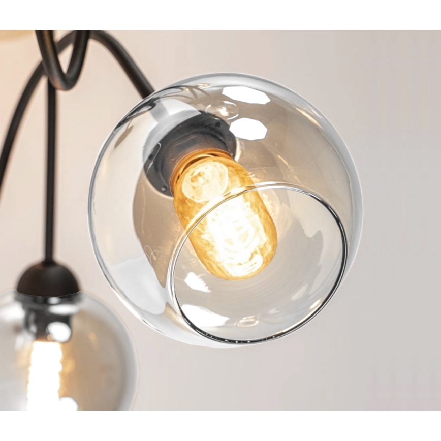 Tvirtinamas sietynas EVIE 3xE27/60W/230V juoda/permatoma