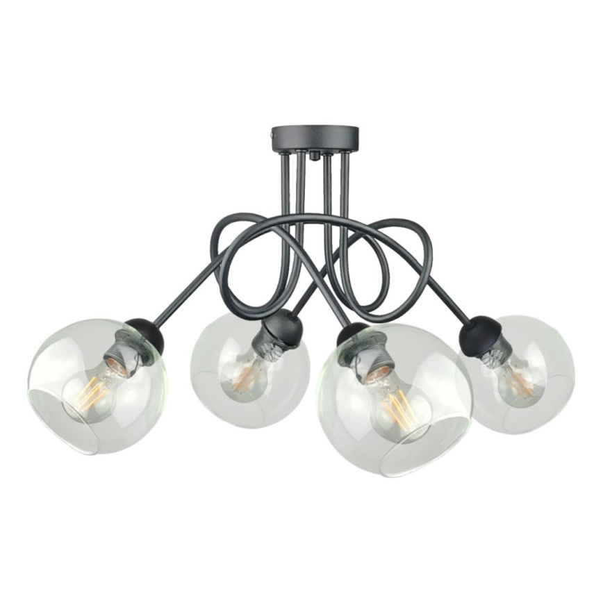 Tvirtinamas sietynas EVIE 4xE27/60W/230V antracitas/permatoma