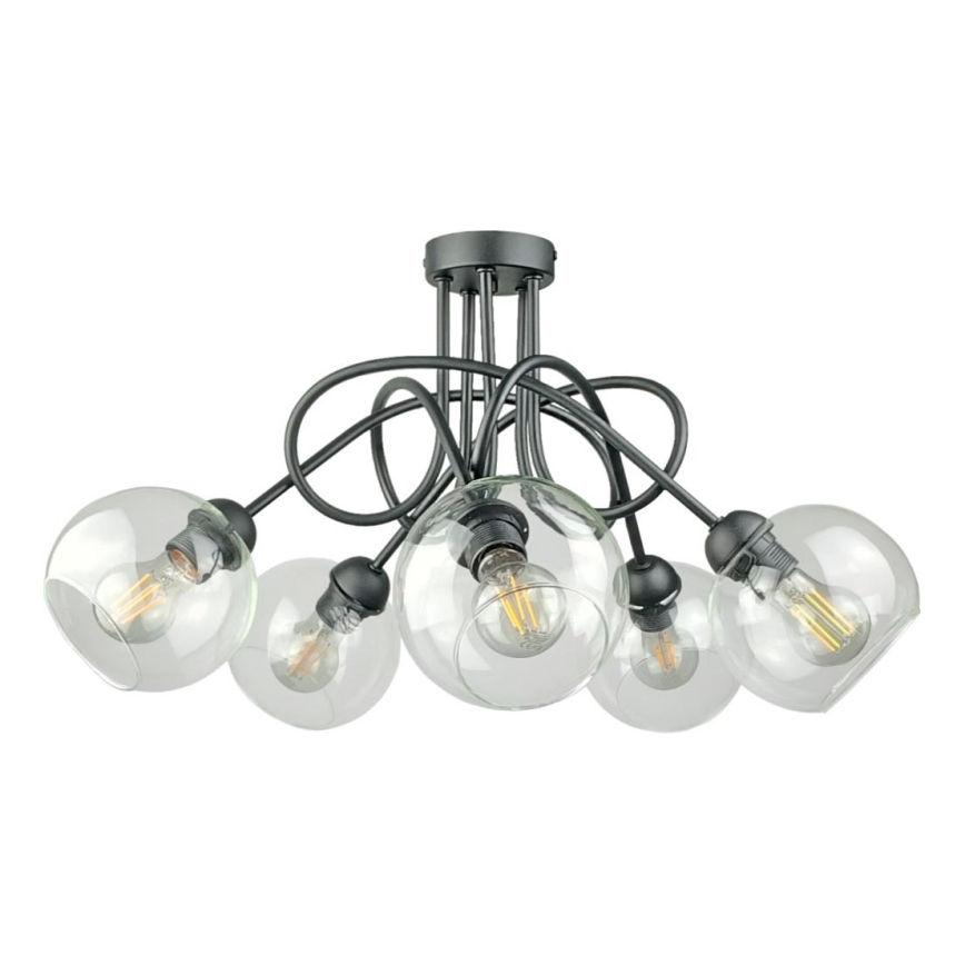Tvirtinamas sietynas EVIE 5xE27/60W/230V antracitas/permatoma