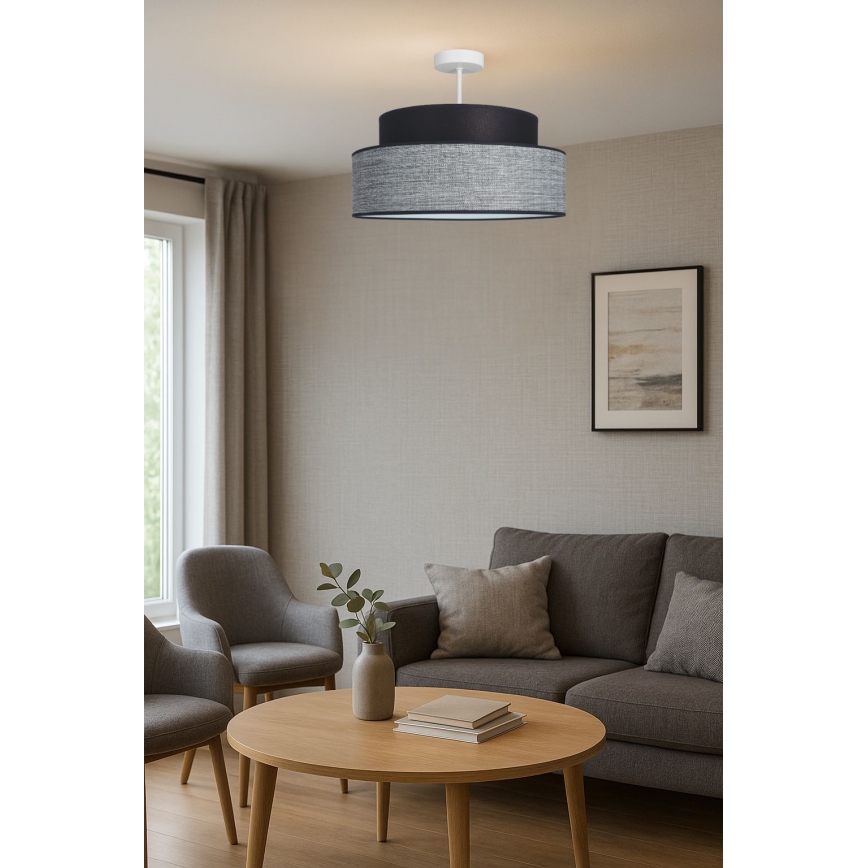 Tvirtinamas sietynas GRACE 1xE27/60W/230V diametras 40 cm juoda/pilka